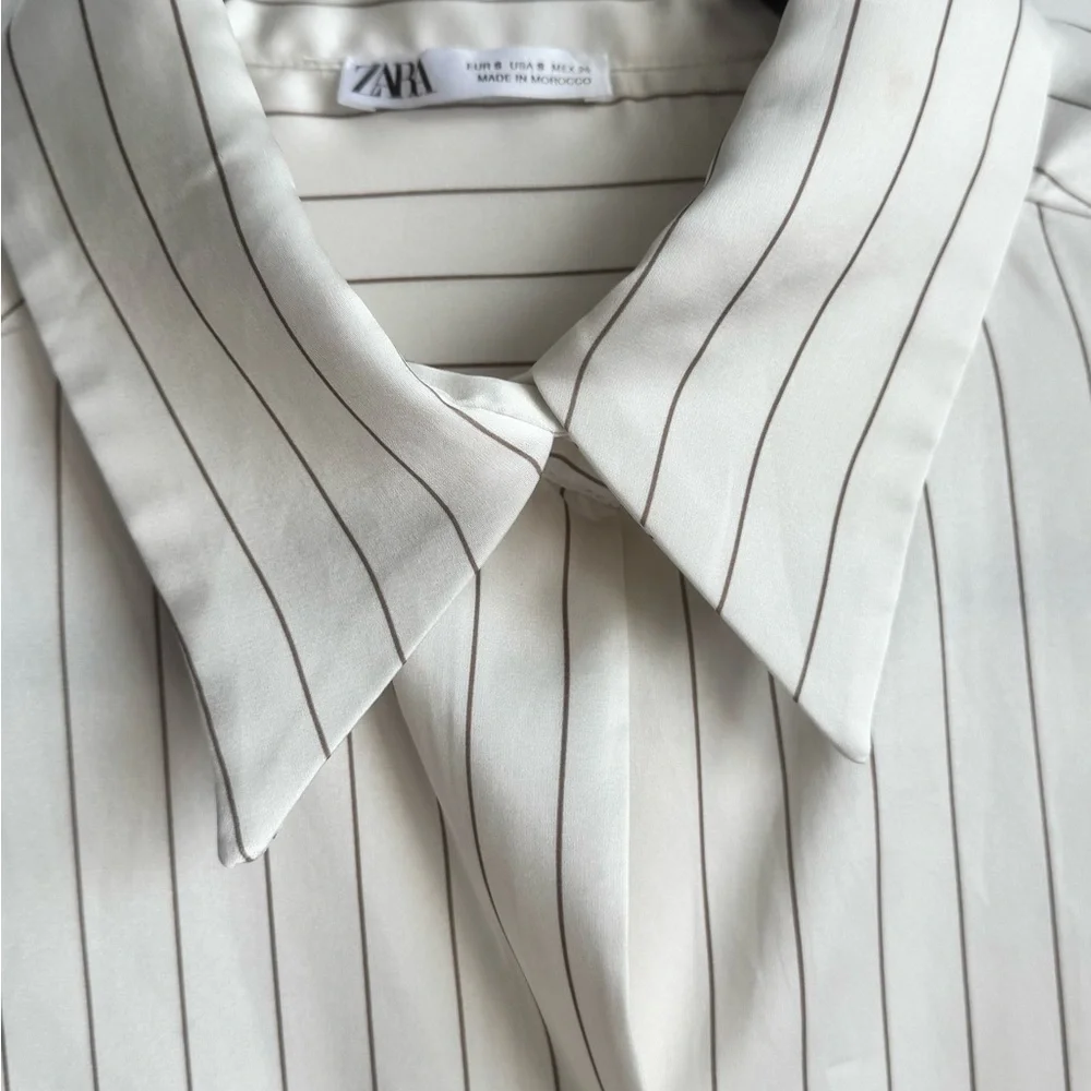 Zara Striped Cream satin Set Small - Picture 3 of 6